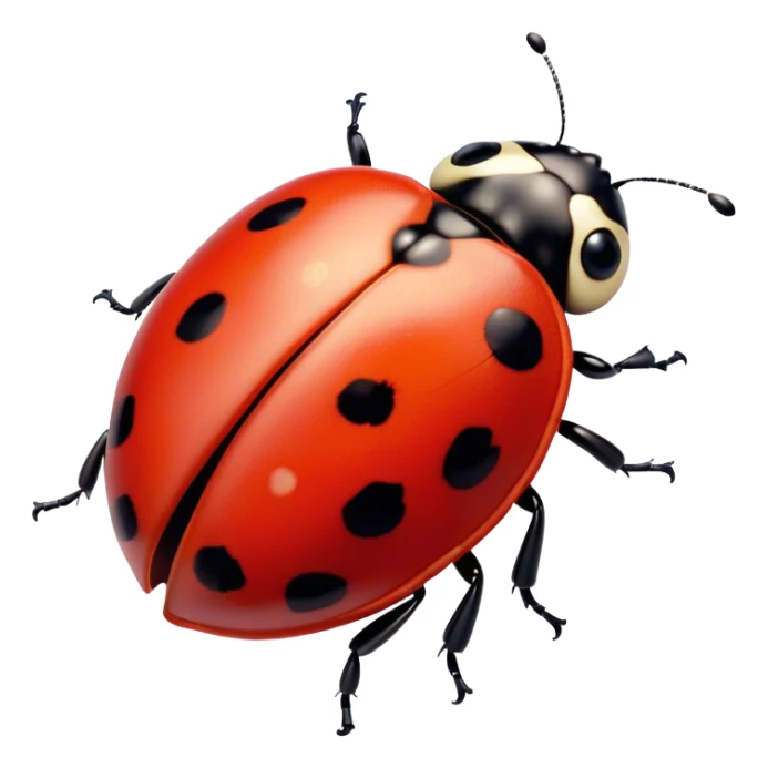 Cinematic Noble Ladybug Portrait Emoji, Poised and charming, with a tiny, rounded red shell adorned with crisp black spots, delicate antennae, and bright, observant eyes, Simplified yet sharply detailed features, highly detailed, glowing with a soft, scarlet radiance, high shine, intelligent and spirited, stylized with an air of natural whimsy, focused and alert, soft glowing outline, capturing the essence of a watchful ladybug that appears ready to scuttle out of the screen with effortless grace! sticker