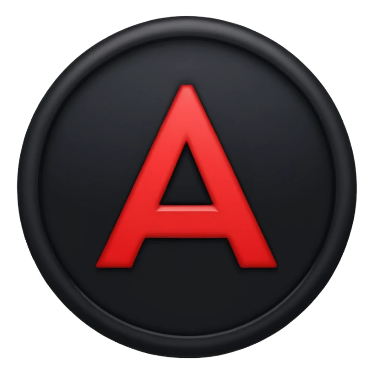 a black circle with a red A in the middle sticker