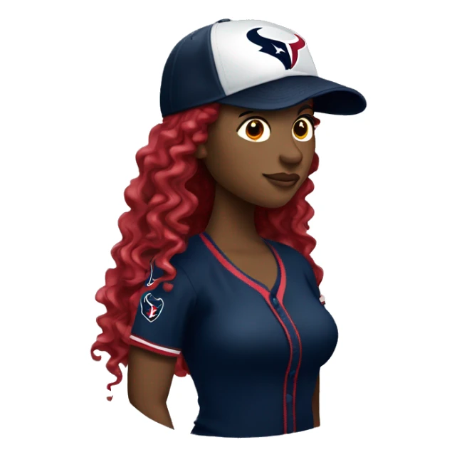 HOUSTON TEXANS baseball hat woman with long curly hair  sticker
