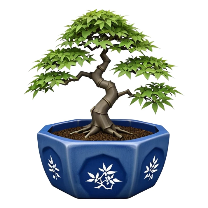 Japanese broken 35-sided polyhedron-shaped shallow dark bamboo blue maple tree bonsai pot sticker