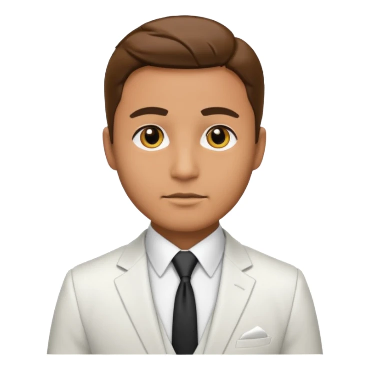 businessman, tan skin, black eyes, white suit sticker