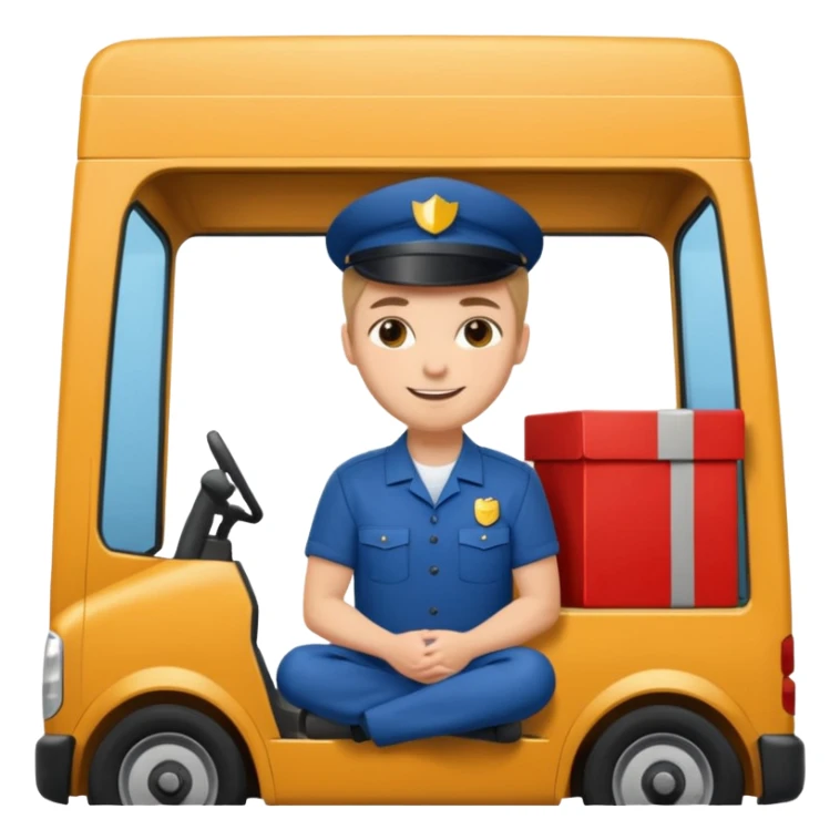 create a realistic emoji of a logistic worker parking and resting  sticker
