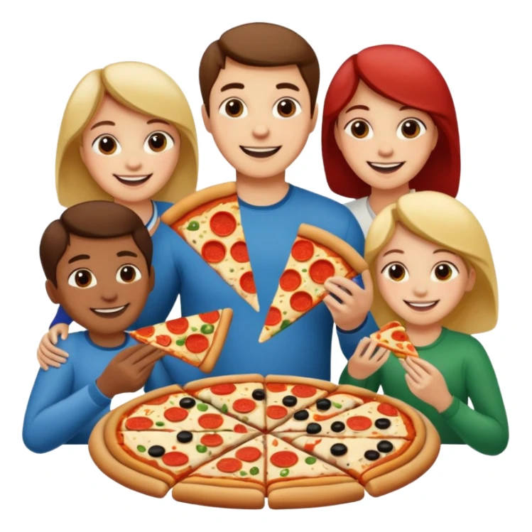 familiy eating pizza sticker
