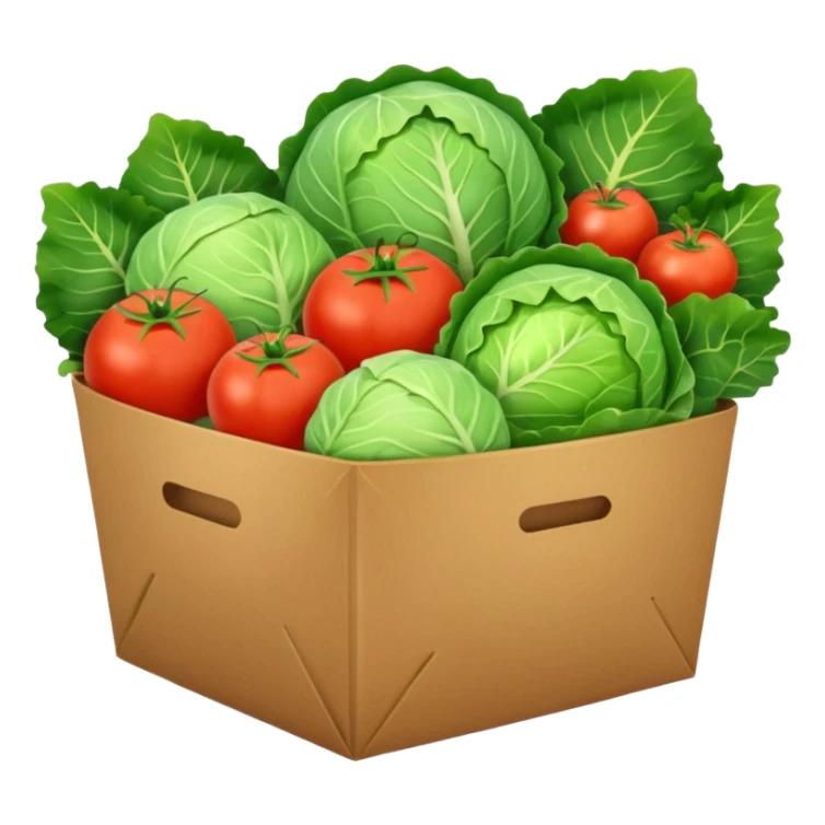 brown grocery pack inside cabbage fruits tomatoes sweets

 sticker