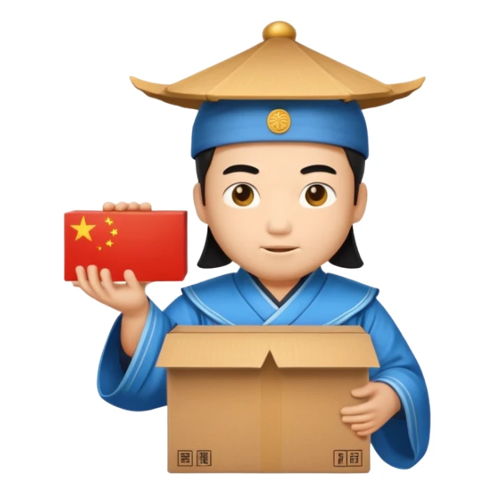 chinese Ming god hold carton box sticker