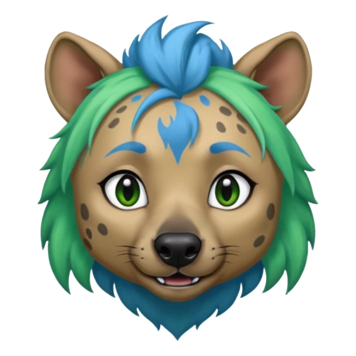 hyena with feminine  blue and green hair sticker