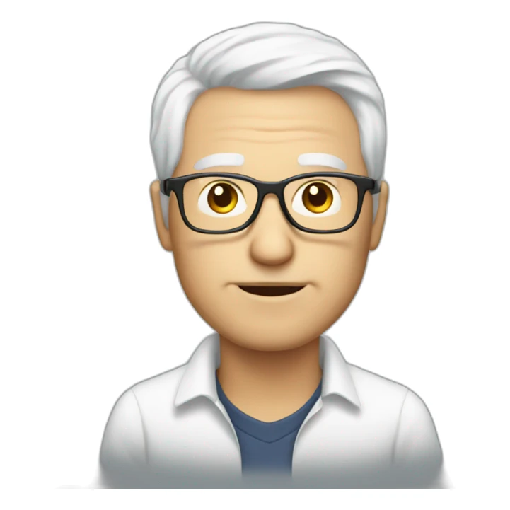 white hair middle age white man with glasses working on smartphone sticker