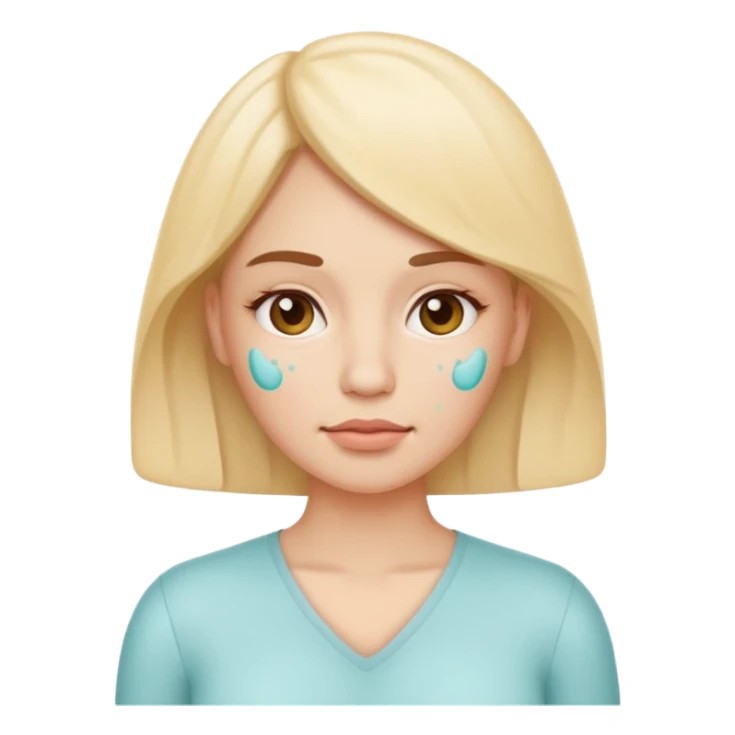 simple and recognizable iPhone style emoji representing PCOS (polycystic ovary syndrome), stylized woman with typical PCOS signs: acne, hirsutism, irregular cycle, light colors, clean lines, no background, 2:3 aspect ratio sticker