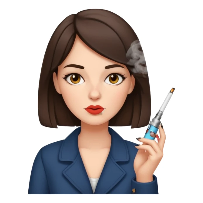 Brunette female smoking a vape sticker