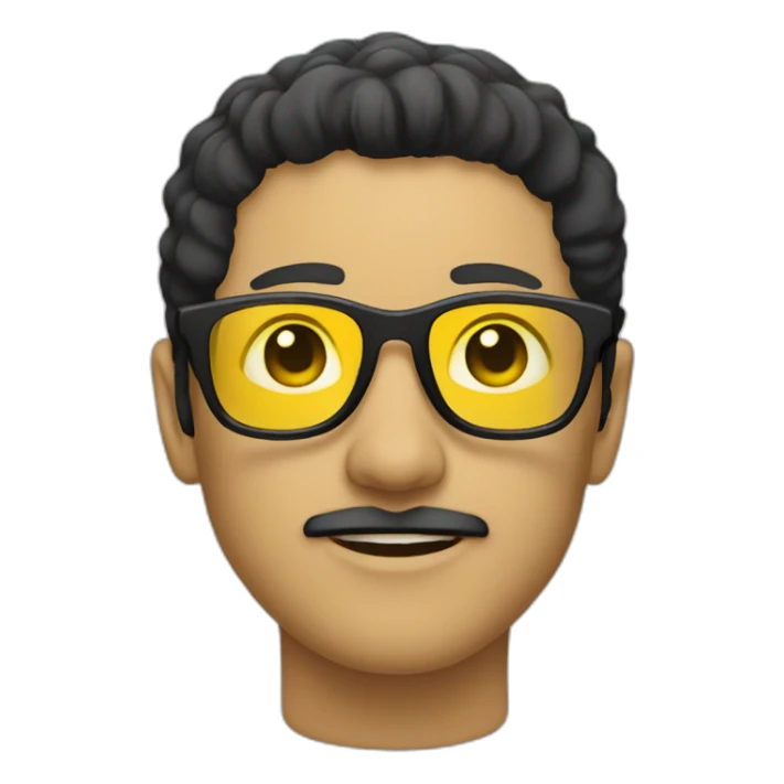 Man with yellow tinted glasses and black hair  sticker