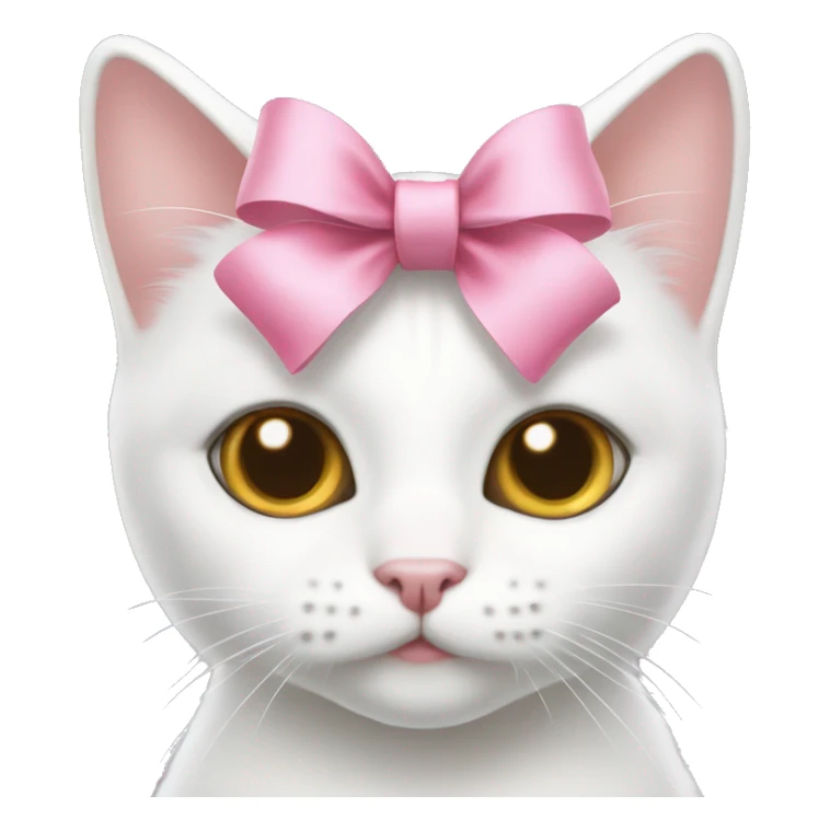 white kitty with hazel eyes and pink bow sticker