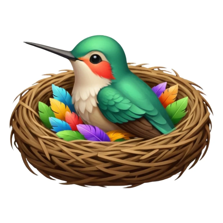 Hummingbird sleeping in her nest sticker