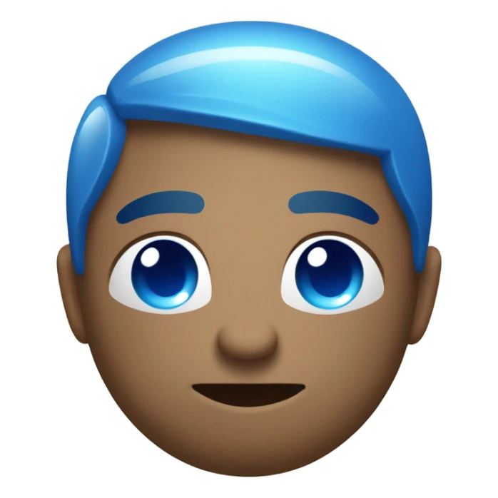 A vibrant blue emoji with a sporty theme. The emoji has a round, expressive face with a determined expression, sweat droplets on the forehead, and wearing a sporty headband. It holds a small dumbbell in one hand and a soccer ball at its feet. The design is sleek and modern, with a glossy finish and subtle shading for a three-dimensional look. sticker