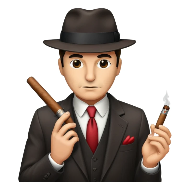 mafia boss with suit, fedora hat and cigar sticker