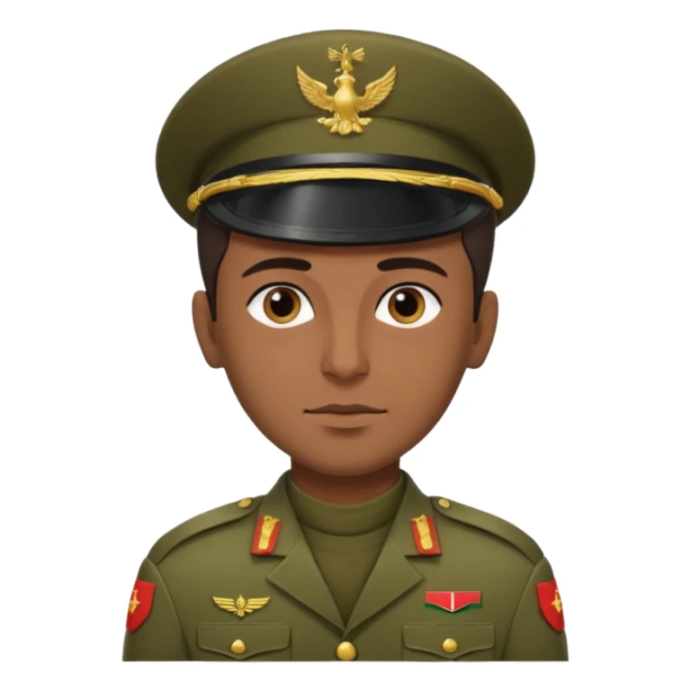 
portrait of an Iranian soldier, from head to chest, with a neutral expression sticker