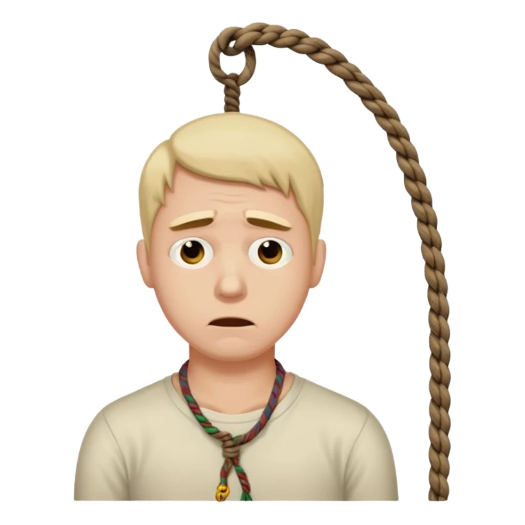 A man's neck hanging in a rope and suicide  sticker