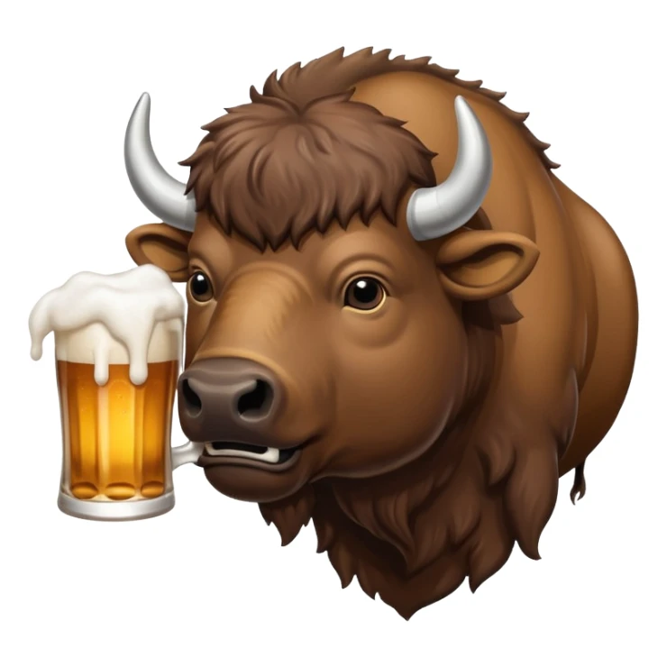 Een bizon die heel veel bier drinkt sticker