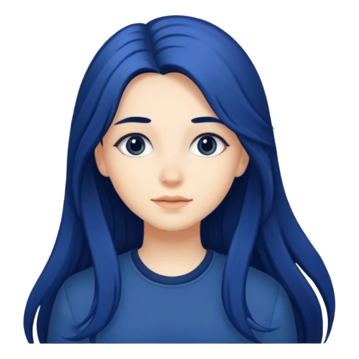 Girl with long navy blue hair sticker