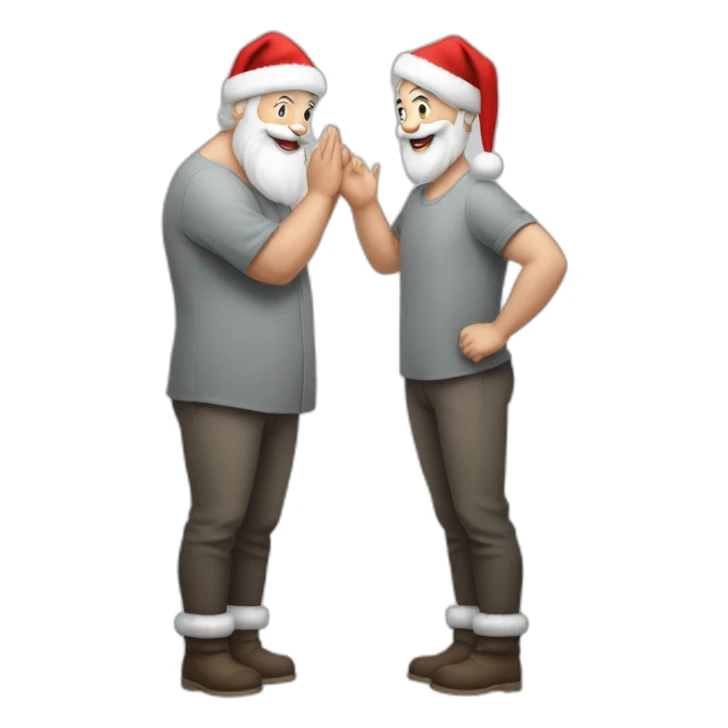 Full height Actively gesturing with hands pale skin Santa Claus in gray sticker