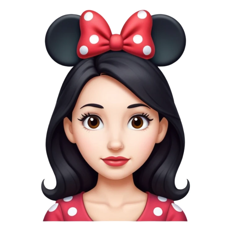Woman Long dark hair Minnie mouse ears sticker