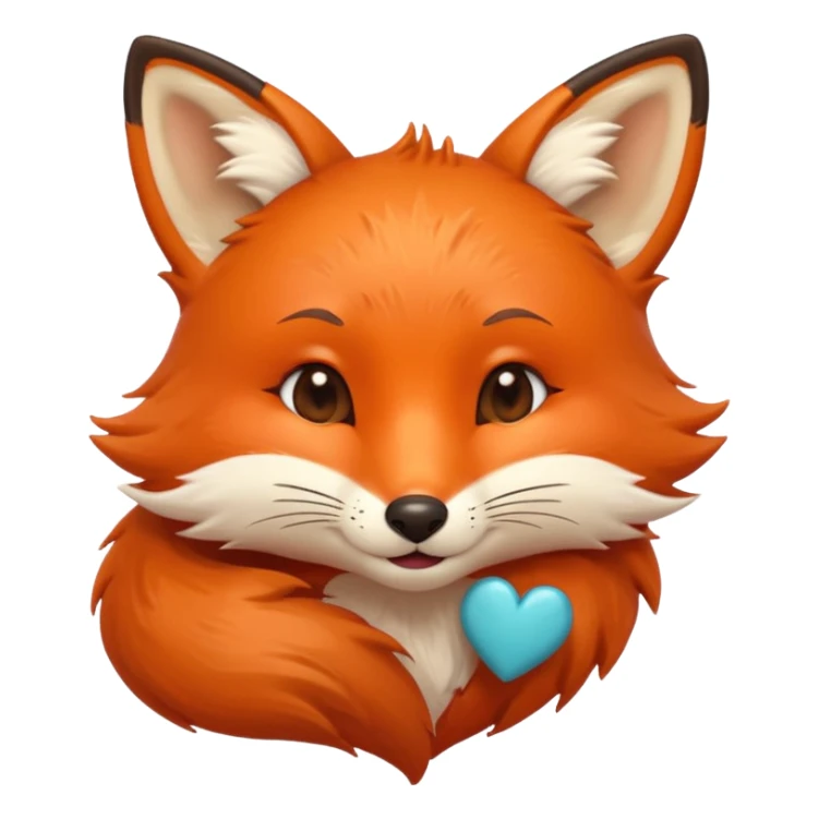 A iOS style fox with a kissing & winky face and a small heart sticker