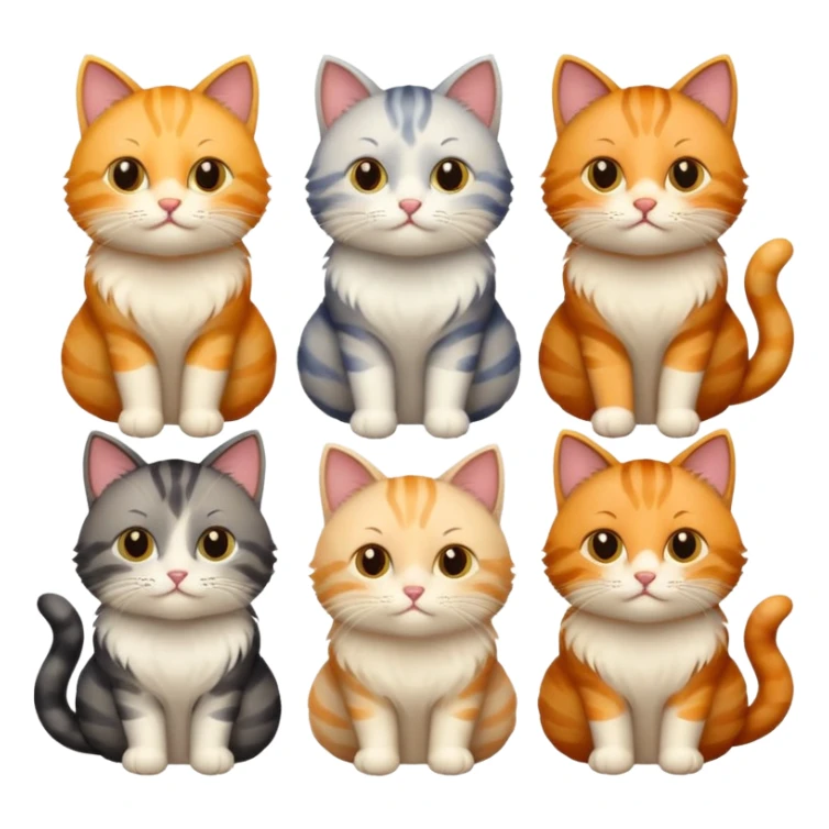 6 cats with different natural coloured coats
 sticker