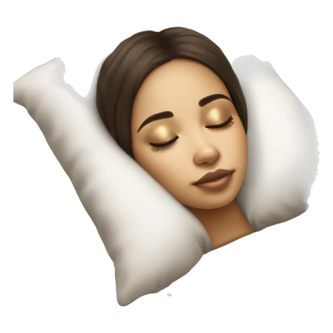 pretty light skinned brunette girl sleeping with gold eye gels under her closed eyes soft textures no background sticker