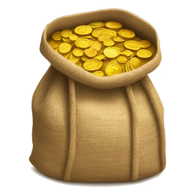 old open jute bag full of coins sticker