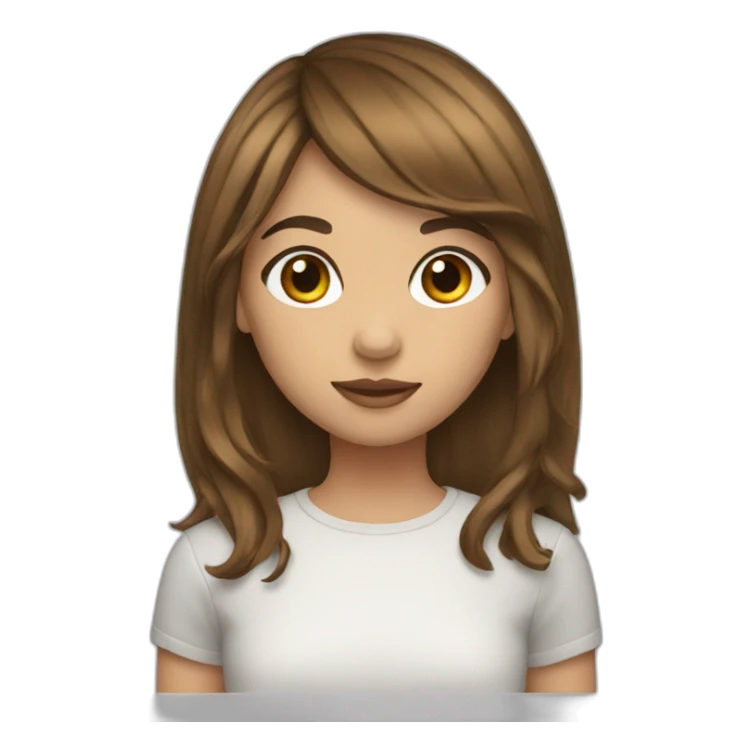 Girl with brown hair and curtain bangs  sticker