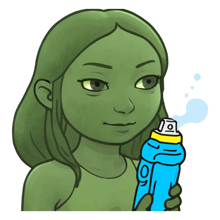 Girl meditating with a water gun in hand sticker