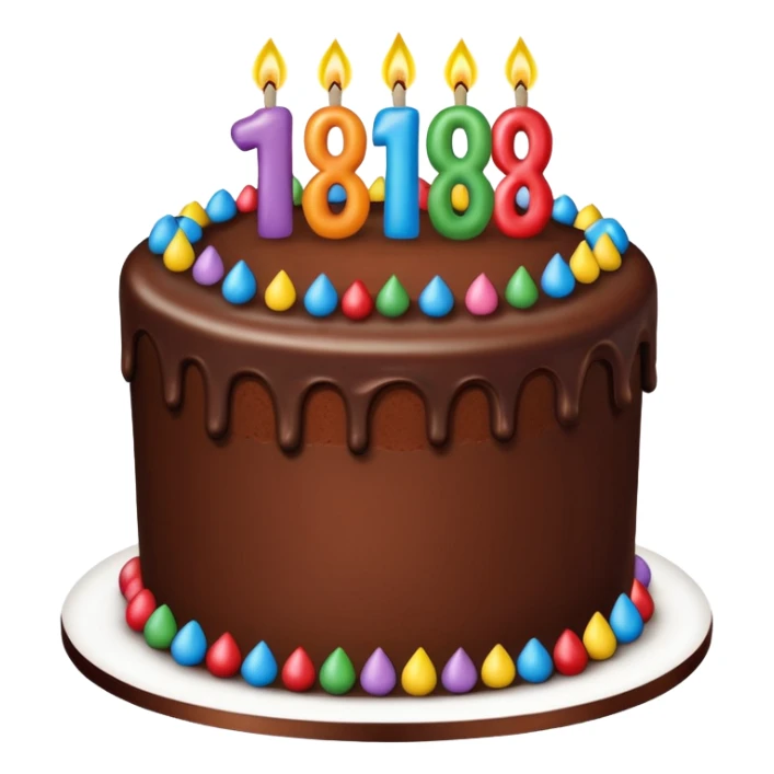 a big chocolate birthday cake with a number candle 8 on top sticker