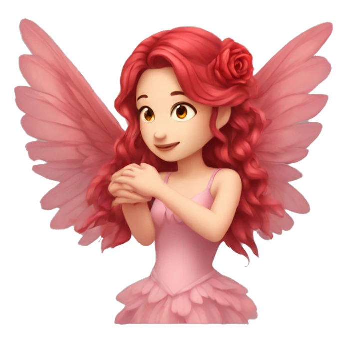big wings, rose, Beautiful, fairy, red, long hair sticker