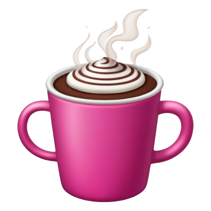 a regular hot pink cup with hot chocolate in it, no designs sticker