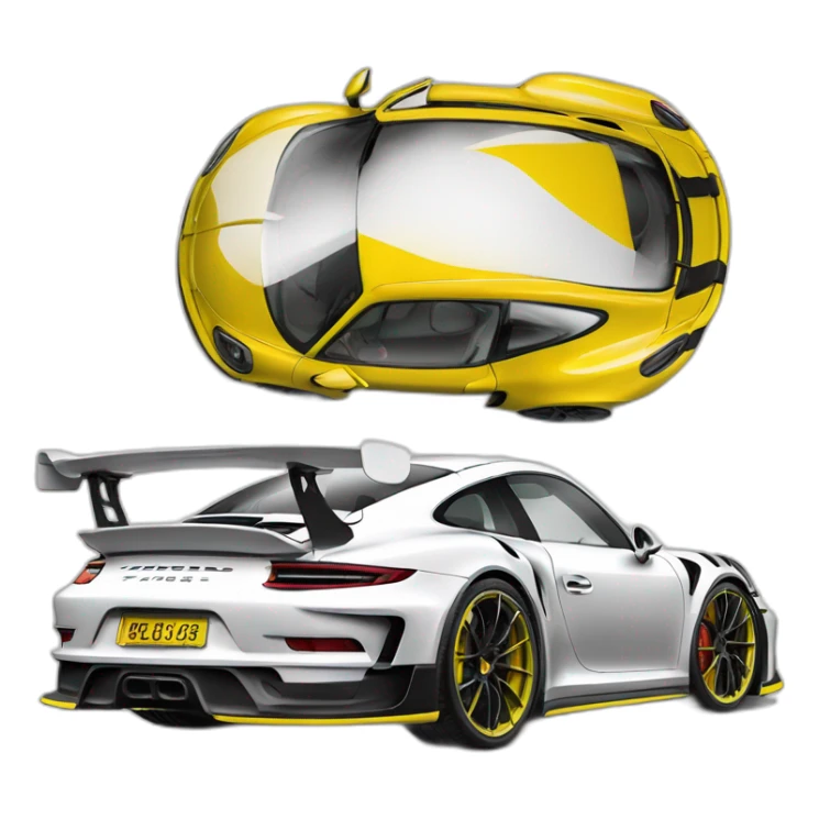 Porsche GT3 RS jaune et blanc  sticker