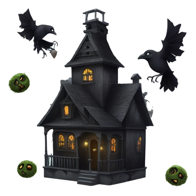 Nevermore Academy. Haunted Addams house. birdhouse slightly mossy and spider webs  sticker