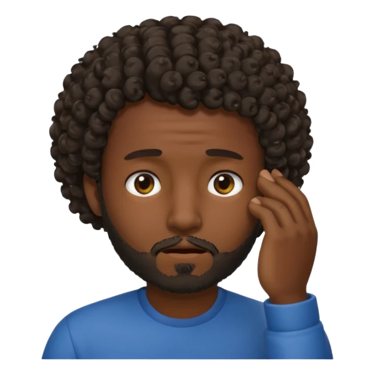 face palm man, dark skin , short hair curly , facial  small beard sticker