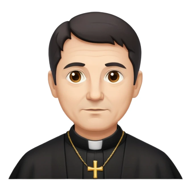priest with dark hair, middle-aged man in his 50s sticker