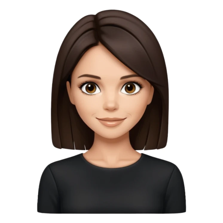 Victoria Beckham with dark brown hair, black outfit sticker