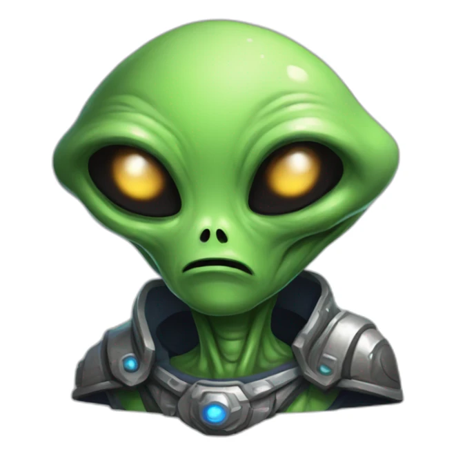 alien with a crying face futuristic roguelike rpg style inspired by hearthstone sticker