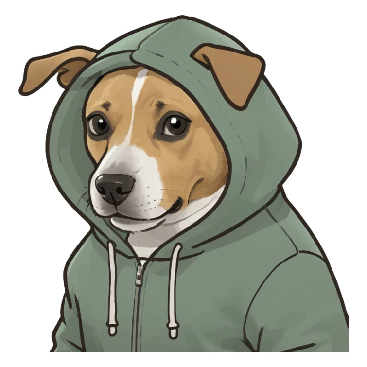 Dog wearing a hoodie  sticker