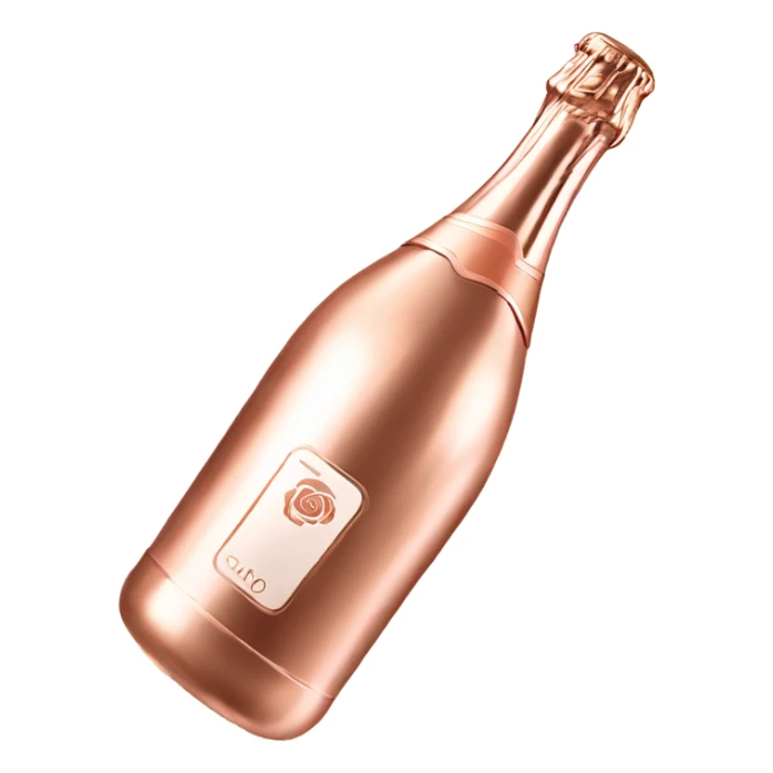 Realistic rose gold metal champagne bottle sticker