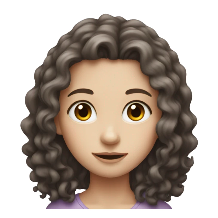 pale girl with long dark brown curly hair sticker