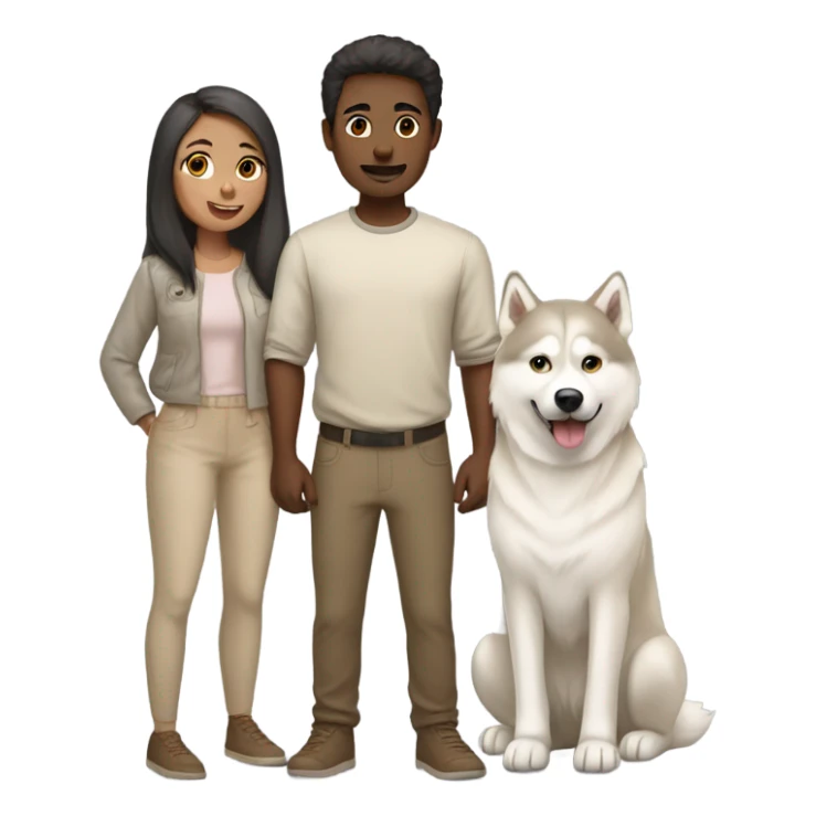 Human Couple and beige light Husky siberian  sticker