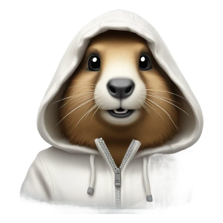marmot wearing white hoodie  sticker