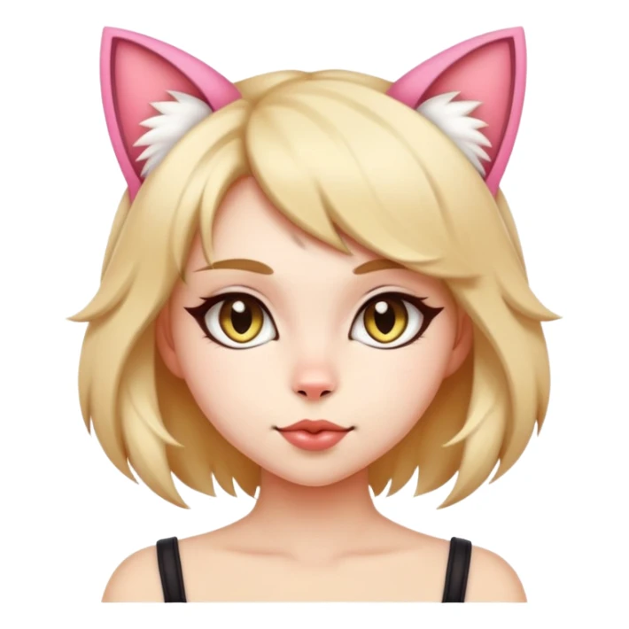 stylish cat girl with cat ears and tail sticker