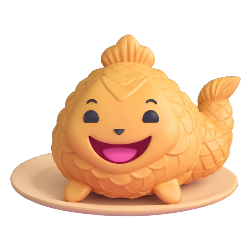 cute taiyaki with a smiling face sticker