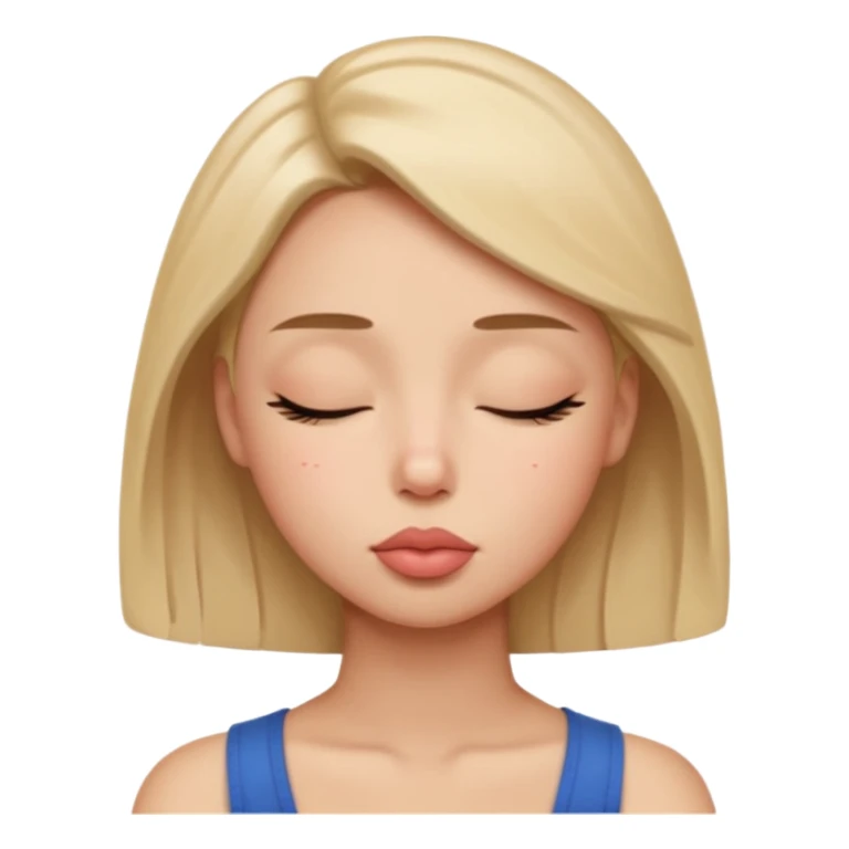 Look into shoulder with eyes closed and pucker lips sticker