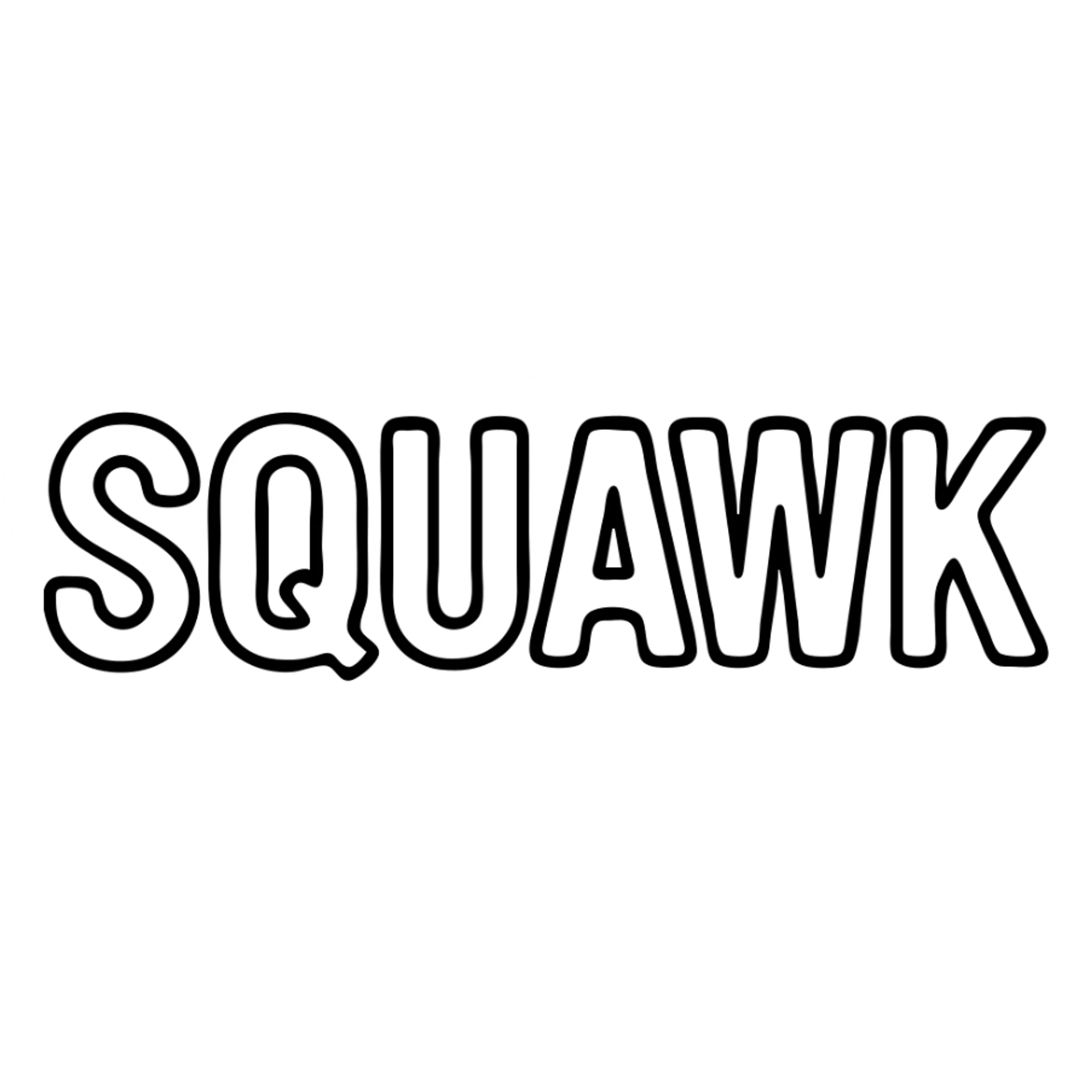 'squak' word as bold outlined icon sticker