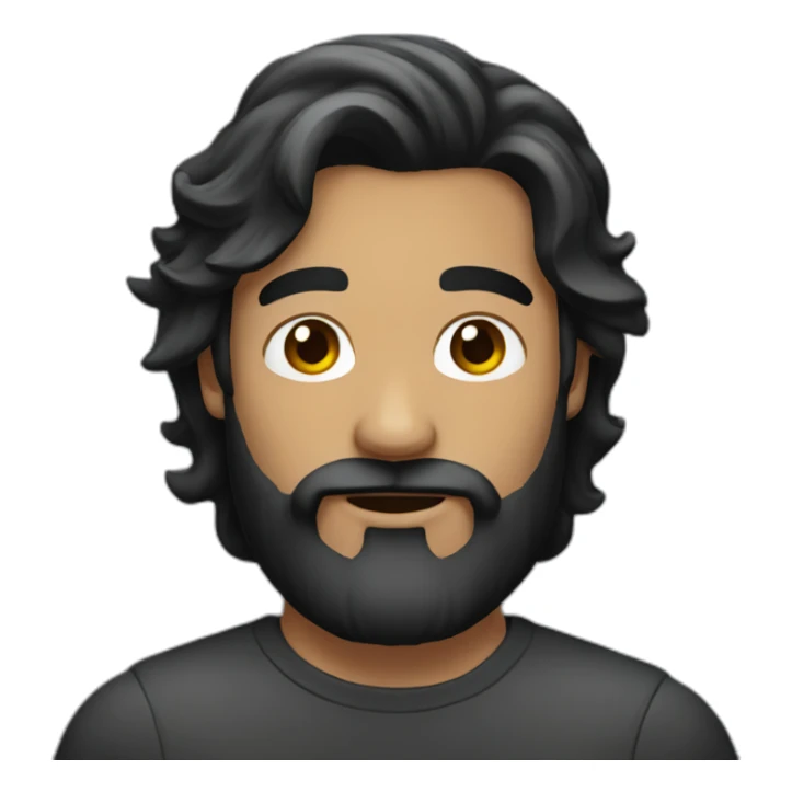 men with a beard and black semi long hair sticker