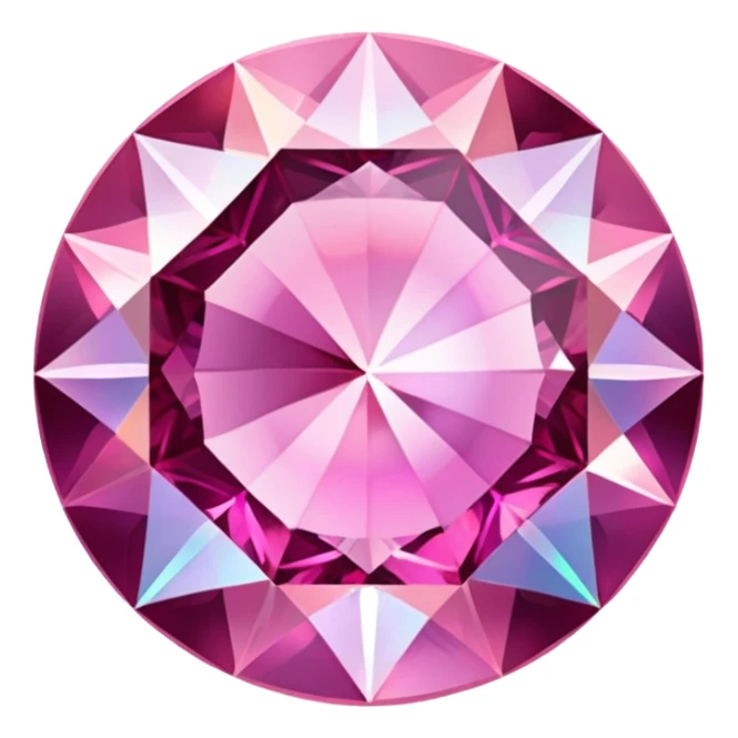 round cut gemstone with iridescent shine, rose pink color, brilliant facets sticker